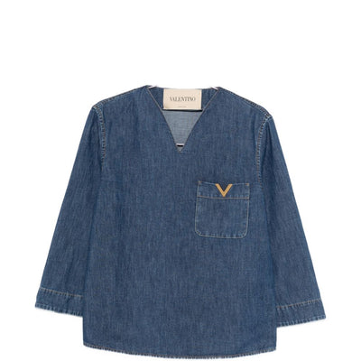 Valentino VLogo Signature denim blouse