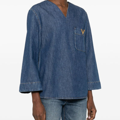 Valentino VLogo Signature denim blouse