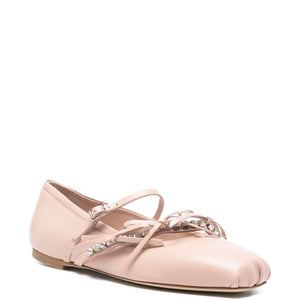 Jimmy Choo Loli Pink Leather Ballerina Flats.