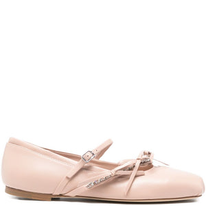 Jimmy Choo Loli Pink Leather Ballerina Flats.