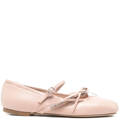 Jimmy Choo Loli Pink Leather Ballerina Flats.