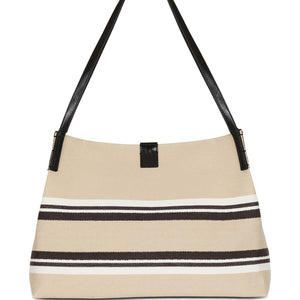Balmain Medium Release Shopper Bag In Canvas And Calfskin