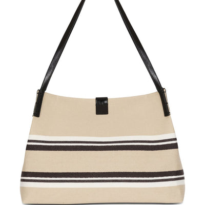 Balmain Medium Release Shopper Bag In Canvas And Calfskin