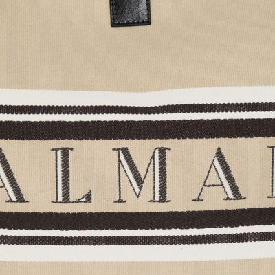 Balmain Medium Release Shopper Bag In Canvas And Calfskin