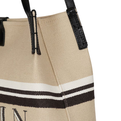 Balmain Medium Release Shopper Bag In Canvas And Calfskin