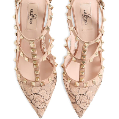 Valentino Garavani Rockstud Lace Pump With Straps 100Mm
