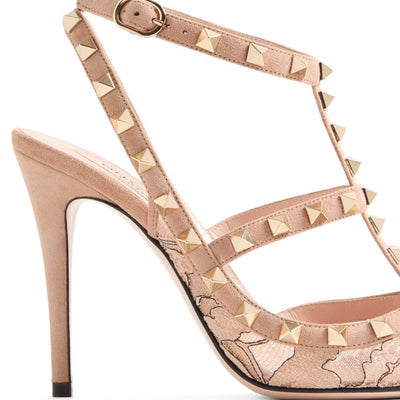 Valentino Garavani Rockstud Lace Pump With Straps 100Mm