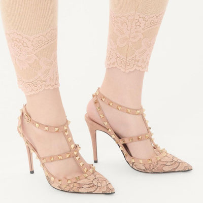 Valentino Garavani Rockstud Lace Pump With Straps 100Mm