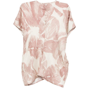 Alysi V-neck short sleeves Printed silk blouse