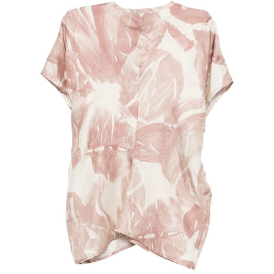 Alysi V-neck short sleeves Printed silk blouse