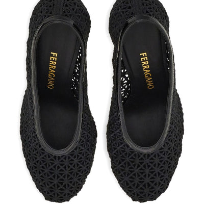 Ferragamo 90mm macramé pumps