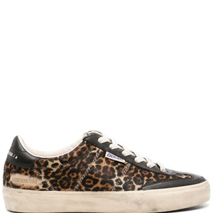 Golden Goose Soul Star Leopard-Print Pony Skin sneakers.