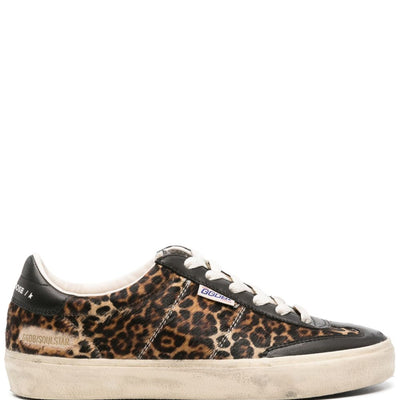 Golden Goose Soul Star Leopard-Print Pony Skin sneakers.