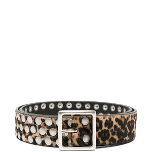 Golden Goose Leopard-Pattern Studded Belt