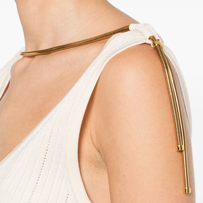 Elisabetta Franchi V-neck sleeveless A-line skirt Knitted midi dress