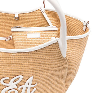 Emporio Armani Woven Straw Medium Shopper Bag