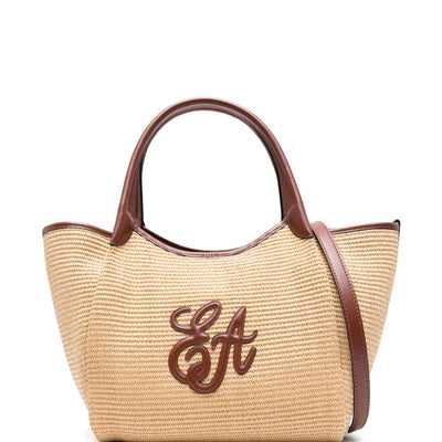 Emporio Armani Woven Straw Medium Shopper Bag