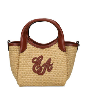 Emporio Armani Woven Straw Small Shopper Bag