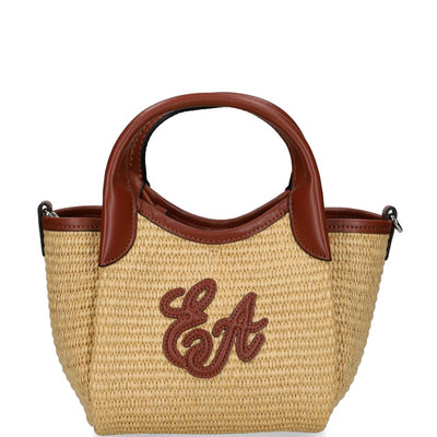Emporio Armani Woven Straw Small Shopper Bag
