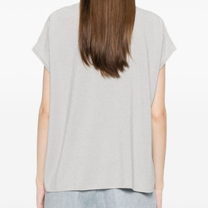 Fabiana Filippi V-neck short sleeves knitted construction Cotton v-necked top