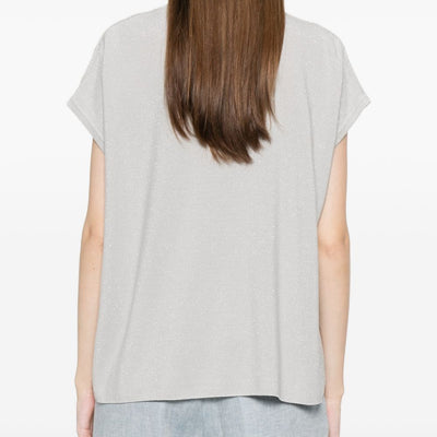 Fabiana Filippi V-neck short sleeves knitted construction Cotton v-necked top