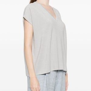 Fabiana Filippi V-neck short sleeves knitted construction Cotton v-necked top