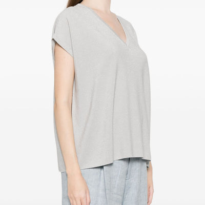 Fabiana Filippi V-neck short sleeves knitted construction Cotton v-necked top