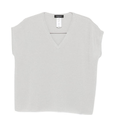 Fabiana Filippi V-neck short sleeves knitted construction Cotton v-necked top