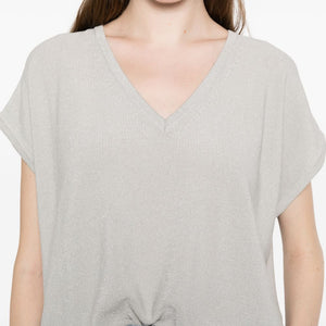 Fabiana Filippi V-neck short sleeves knitted construction Cotton v-necked top