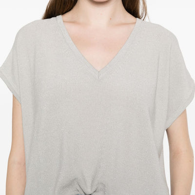 Fabiana Filippi V-neck short sleeves knitted construction Cotton v-necked top