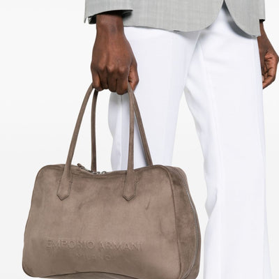 Emporio Armani Eagle Club Capsule Collection Suede-Effect Shoulder Bag