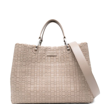 Emporio Armani Myea Medium Shopper Bag In Woven Nylon