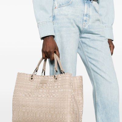 Emporio Armani Myea Medium Shopper Bag In Woven Nylon