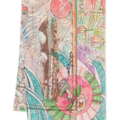 Faliero Sarti Japan Printed Stole In Collaboration With Paolo Fiumi