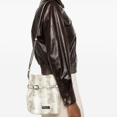 Emporio Armani Exclusive Python-Print Leather Bucket Bag