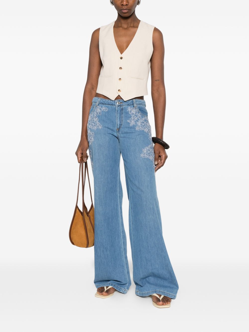 Ermanno Firenze Embroidered denim jeans