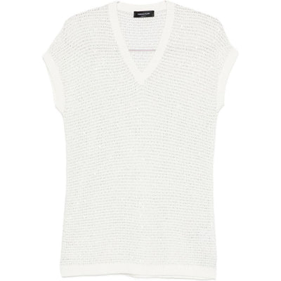 Fabiana Filippi V-neck short sleeves sequin embellishments Openwork top