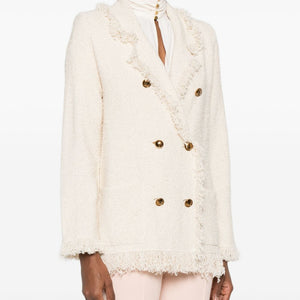 Elisabetta Franchi V-neck patch pockets Cotton double-breasted jacket