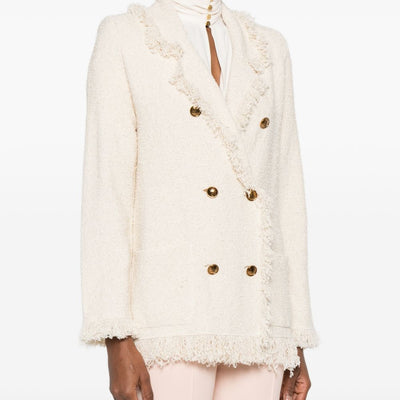 Elisabetta Franchi V-neck patch pockets Cotton double-breasted jacket