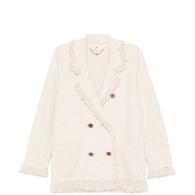 Elisabetta Franchi V-neck patch pockets Cotton double-breasted jacket