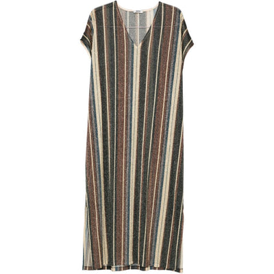Siyu V-neck side slit Zoe striped kaftan dress
