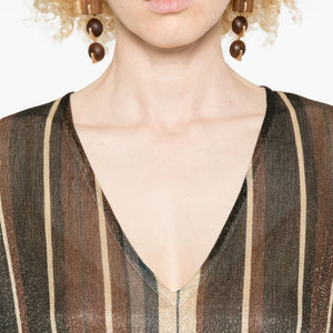Siyu V-neck side slit Zoe striped kaftan dress