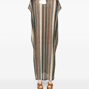 Siyu V-neck side slit Zoe striped kaftan dress