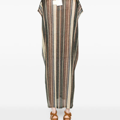 Siyu V-neck side slit Zoe striped kaftan dress