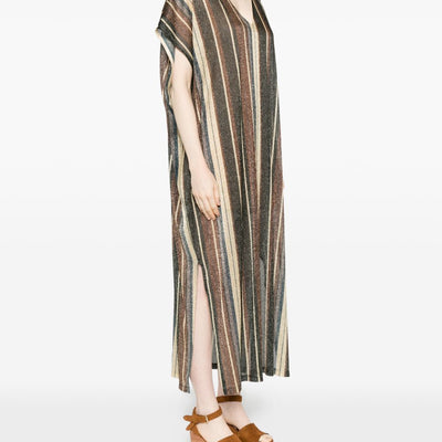 Siyu V-neck side slit Zoe striped kaftan dress