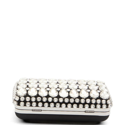 Self-portrait Black Satin Crystal Clutch Bag