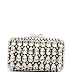 Self-portrait Black Satin Crystal Clutch Bag