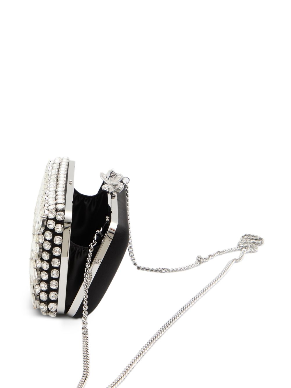 Self-portrait Black Satin Crystal Clutch Bag