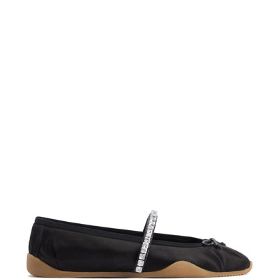 Giuseppe Zanotti Silk Satin Rhinestone Flat Shoes
