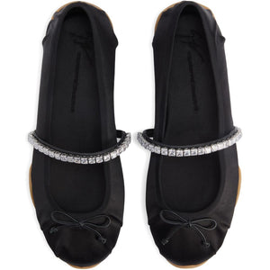 Giuseppe Zanotti Silk Satin Rhinestone Flat Shoes